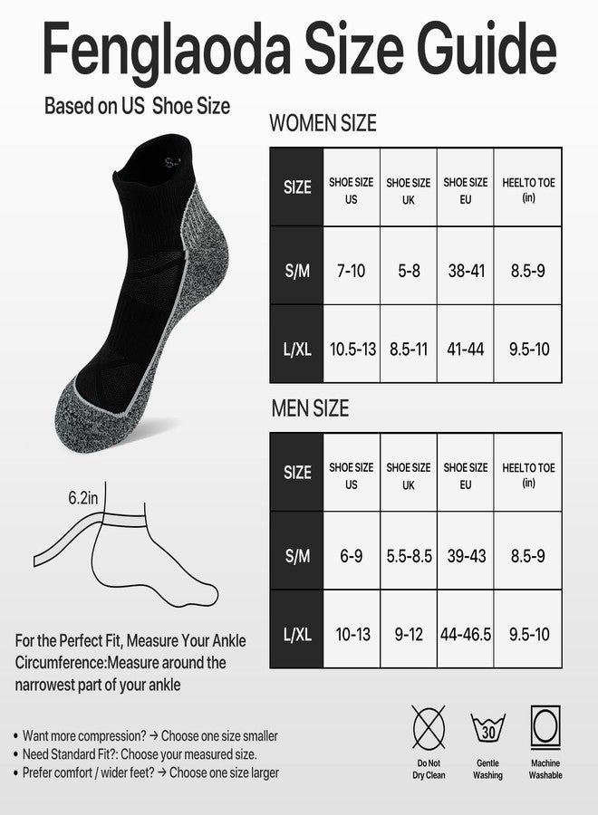 fenglaoda Compression Ankle Socks for Women & Men 6 Pairs- Low Cut Running Socks with Arch Support, Cushioned Sole & Heel Tab - Image 2